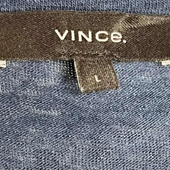 Vince Men's Slim Fit Linen & Cotton T-Shirt - Heathered Blue - L - Picture 7 of 10